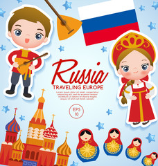Fototapeta na wymiar Traveling Europe : Russia Tourist Attractions : Vector Illustration
