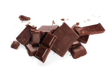 chocolate bars and chopped isolated on white