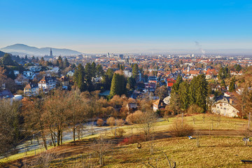 Panorama of Freiburg im Breisgau in Germany