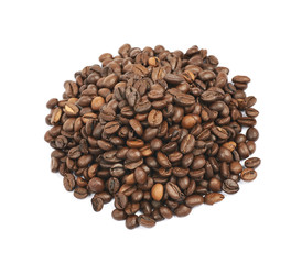 Pile of roasted coffee beans isolated