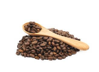 Pile of roasted coffee beans isolated