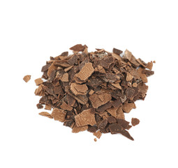 Pile of chocolate flakes isolated
