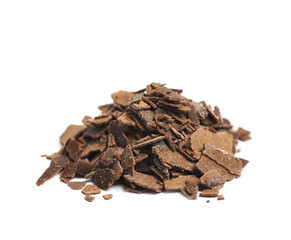 Pile of chocolate flakes isolated