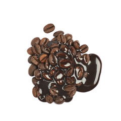 Pile of roasted coffee beans isolated