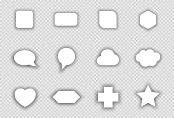 Vector Set of White Shapes With Transparent Shadows B - obrazy, fototapety, plakaty