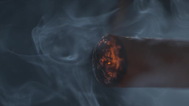 Cigar Lighting and Smoking Macro Slow Motion