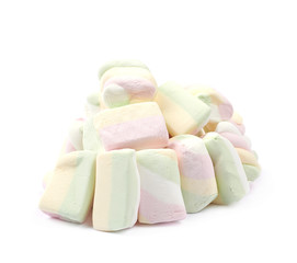 Pile of marshmallow candies isolated