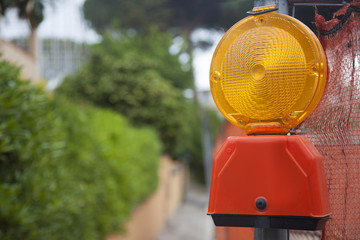 Roadwork with orange lamp signal