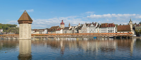 chapel bridge, kapellbruck in sunny day