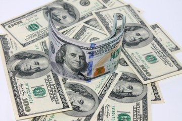 Background with money / photography of American moneys of hundred dollar
