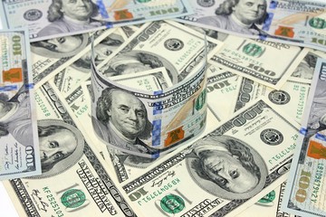 Background with money / photography of American moneys of hundred dollar