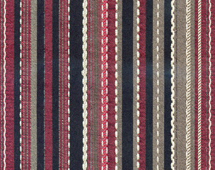 Texture of fabric material with vertical colored stripes. High resolution image