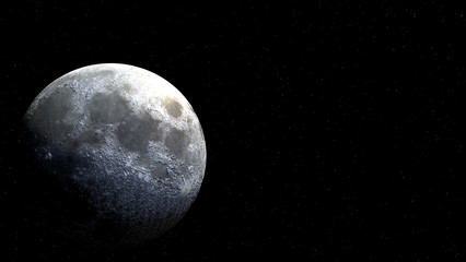 Full moon globe from space with sunlight
