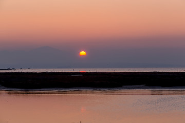 Early morning, magic sunrise over sea
