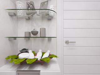 3d illustration of a design bathroom interior in classic style