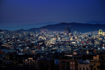 Barcelona in sunset time, Spain