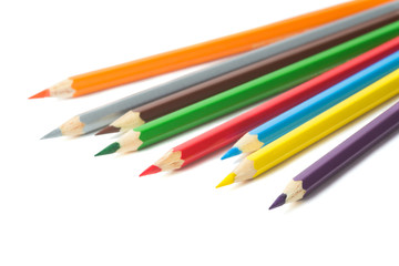 colored pencils on white background
