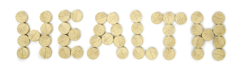 pills posted in word health. Isolated