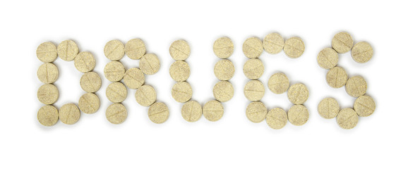 pills posted in word drugs. Isolated