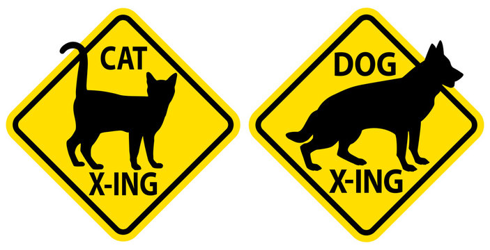 Cat and Dog Crossing Signs