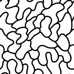 Trendy memphis style seamless pattern inspired by 80s, 90s retro fashion design. Black and white hipster backdrop. Abstract doodle illustration from eighties.