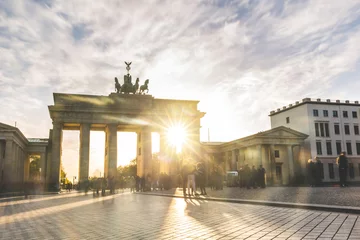 Poster Berlijn Brandenburger Tor bij zonsondergang, lange blootstelling © william87