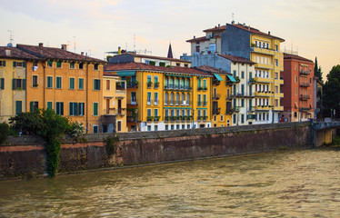 Beautiful view of Verona old town from castle San Pietro, Veneto region, Italy