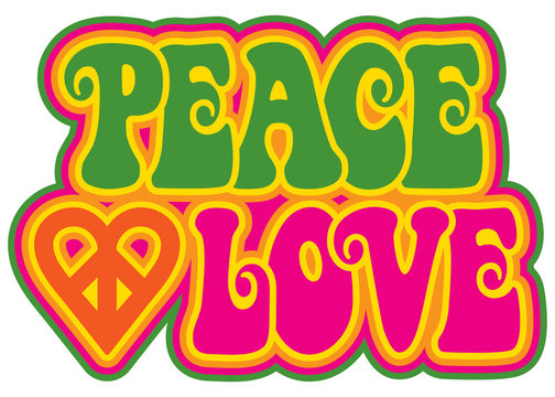 Peace and Love in Green and Pink