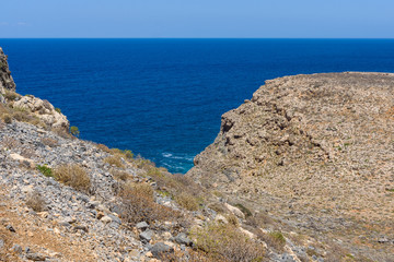 Fototapeta na wymiar The natural landscape of the island Imeri Gramvousa, the Mediterranean Sea. Crete. Greece.