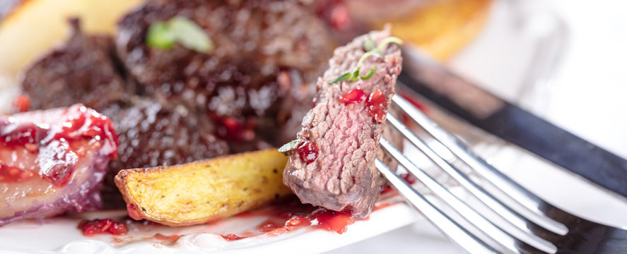 Hirschfleisch lammfleisch Wild Gericht.