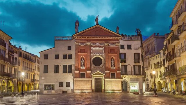Chiesa di San Clemente located on Piazza dei Signori in Padua (zoom in view with animated sky)
