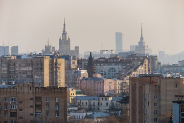 Cityscape of different styles. Architecture Tverskoy and Presnensky district of Moscow