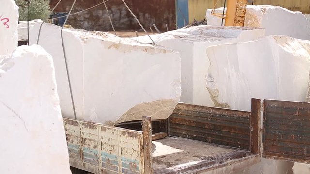 Marble Block Lifting from Truck