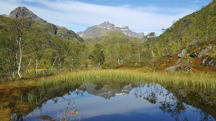 Fototapeta na wymiar Mountain reflection in a lake