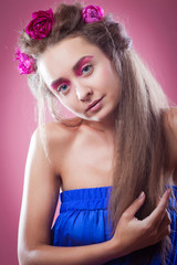 beautyful woman with makeup and hairstyling