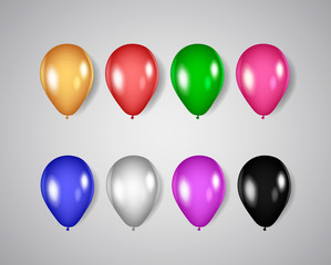 Colorful balloon set isolated on light background. Multicolored