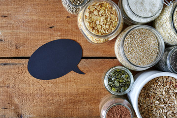 speech bubble message and muesli bar