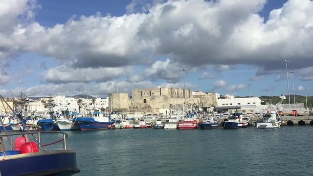 Port of Tarifa with the castle in the background