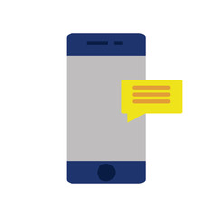 Phone with message box icon. Vector on white background.