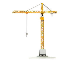 scale model of tower crane isolated on white background