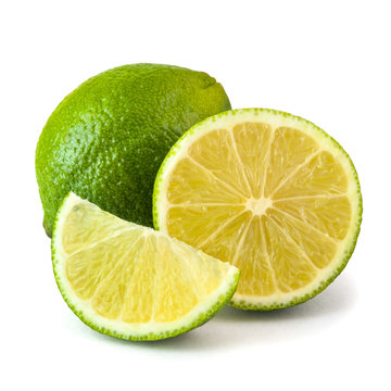 Fresh juicy lime isolated on white background