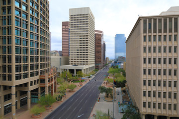 View looking down on Phoenix city center