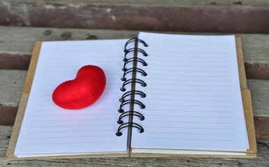 Diary page with red heart