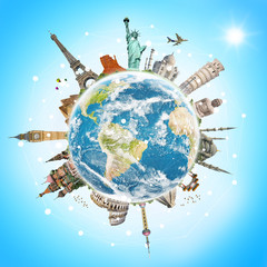 Famous landmarks of the world connected to each other