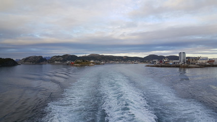 Ferry leaving the harbour of Bodo