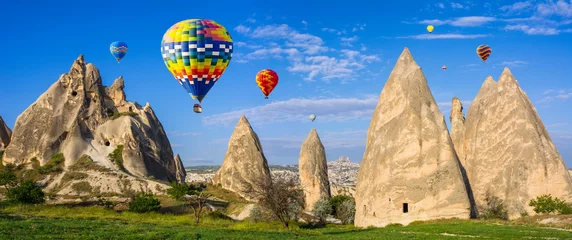 Zelfklevend Fotobehang De grote toeristische attractie van Cappadocië - ballonvlucht. pet © olenatur