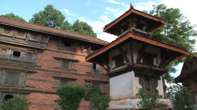 Pan of the temple within Nuwakot Durbar Square in Nepal