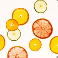 Citrus fruits. Variety concept. Healthy food. Abstract art