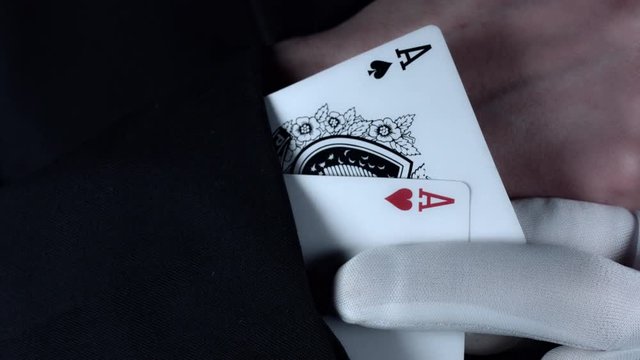 4k Poker Composition Hand Hiding Two Aces in Sleeve