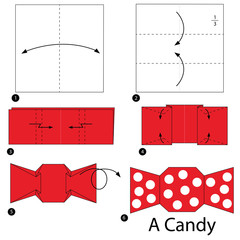 step by step instructions how to make origami A Candy.